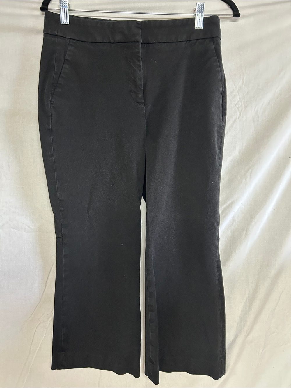 J.Crew Hayden Black Cropped Flare Work Pants Stretch Cotton Blend